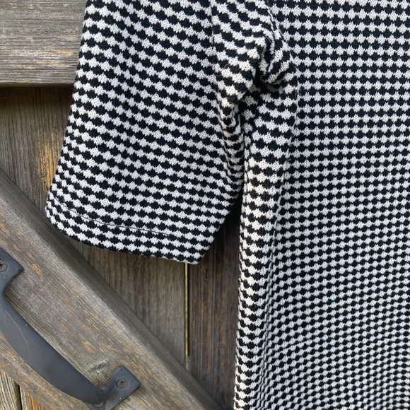 Black & White Checked Boat Neck top - Picture 3 of 7